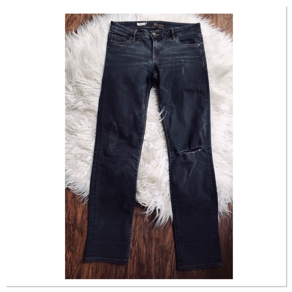 Kut From The Kloth Catherine Boyfriend Jeans Dark Gray Black Distressed Size 4